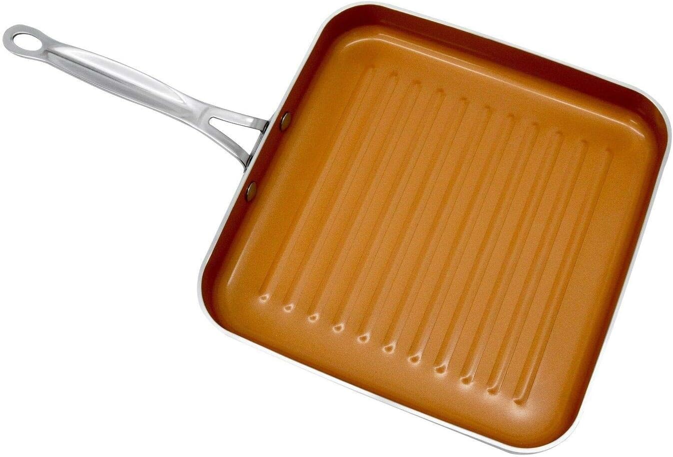 Gotham Steel Grill Pan – 10.5” Square Aluminum Grill Pan with Nonstick Surface, Sear Ridges and Stainless Steel Handle, Dishwasher and Oven Safe : Everything Else