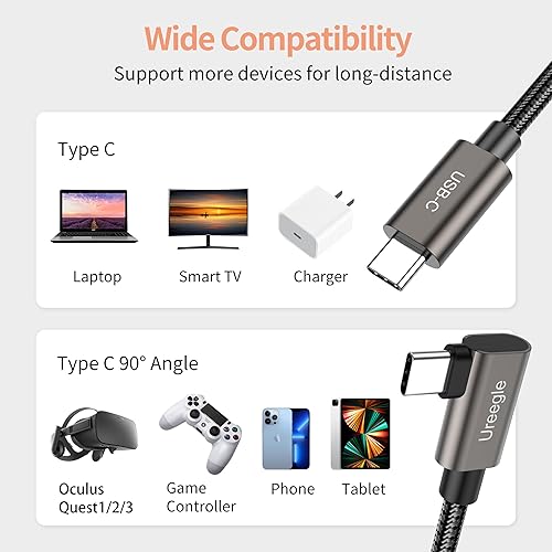 Miniatura 7 de Cable de conexión, cable de extensión USB C 3.0 a USB C de 16 pies, cable de carga de transferencia de datos de alta velocidad para auriculares VR