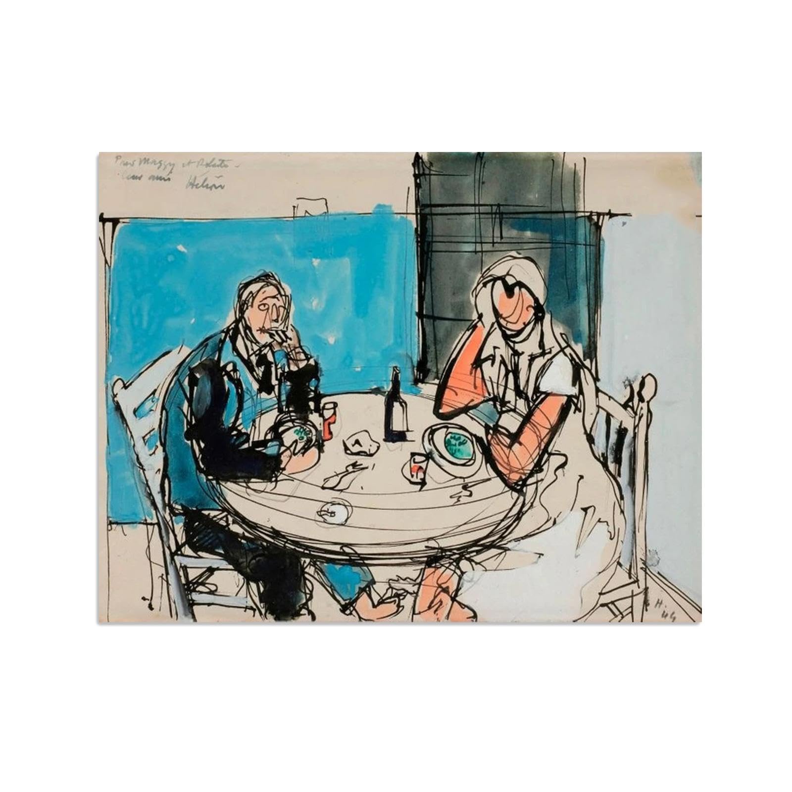 RKGHDCX Tableaux sur toile célèbres-Reproductions d'art affiches et impressions « Une table» Peinture Huile Sur Toile Images pour salon 80x105cm31 x41 Sans cadre