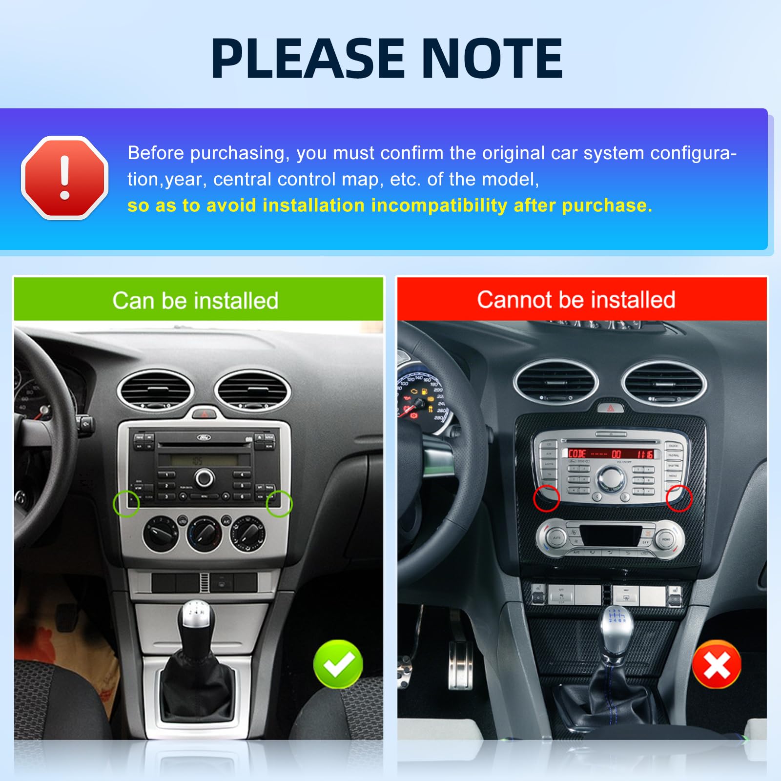 Android-Autoradio für Ford Transit Fiesta Focus Galaxy Mondeo Fusion Kuga C-Max S-Max Wireless Carplay & Android Auto, [4+64G] Autoradio mit GPS, WLAN, 32EQ, Bluetooth 5.0, FM/RDS-Radio