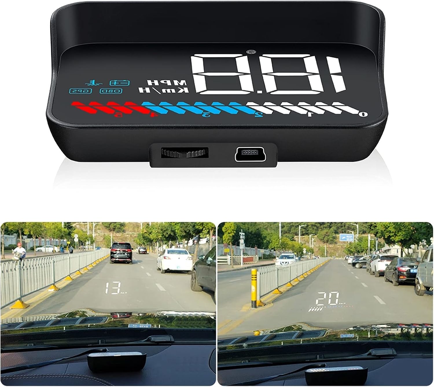 HUD OBD2 Car Head Up Display GPS With Lens Hood Electronic Speedometer Voltage Alarm Windshield Projector Car Intelligent System