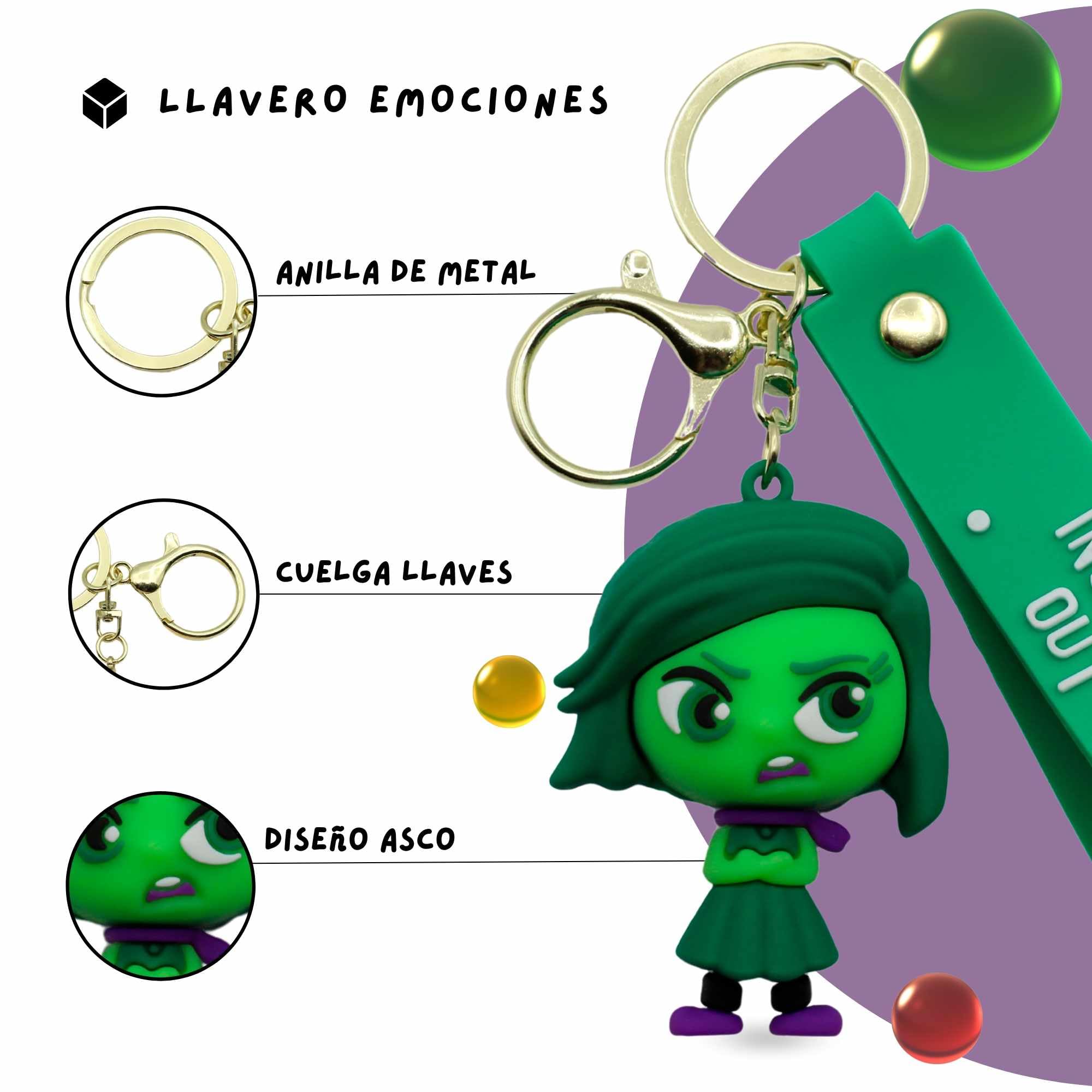 Llavero Personaje de Asco- Dibujo Animado, Goma, Emoción, 6 cm, Silicona - imagen 3