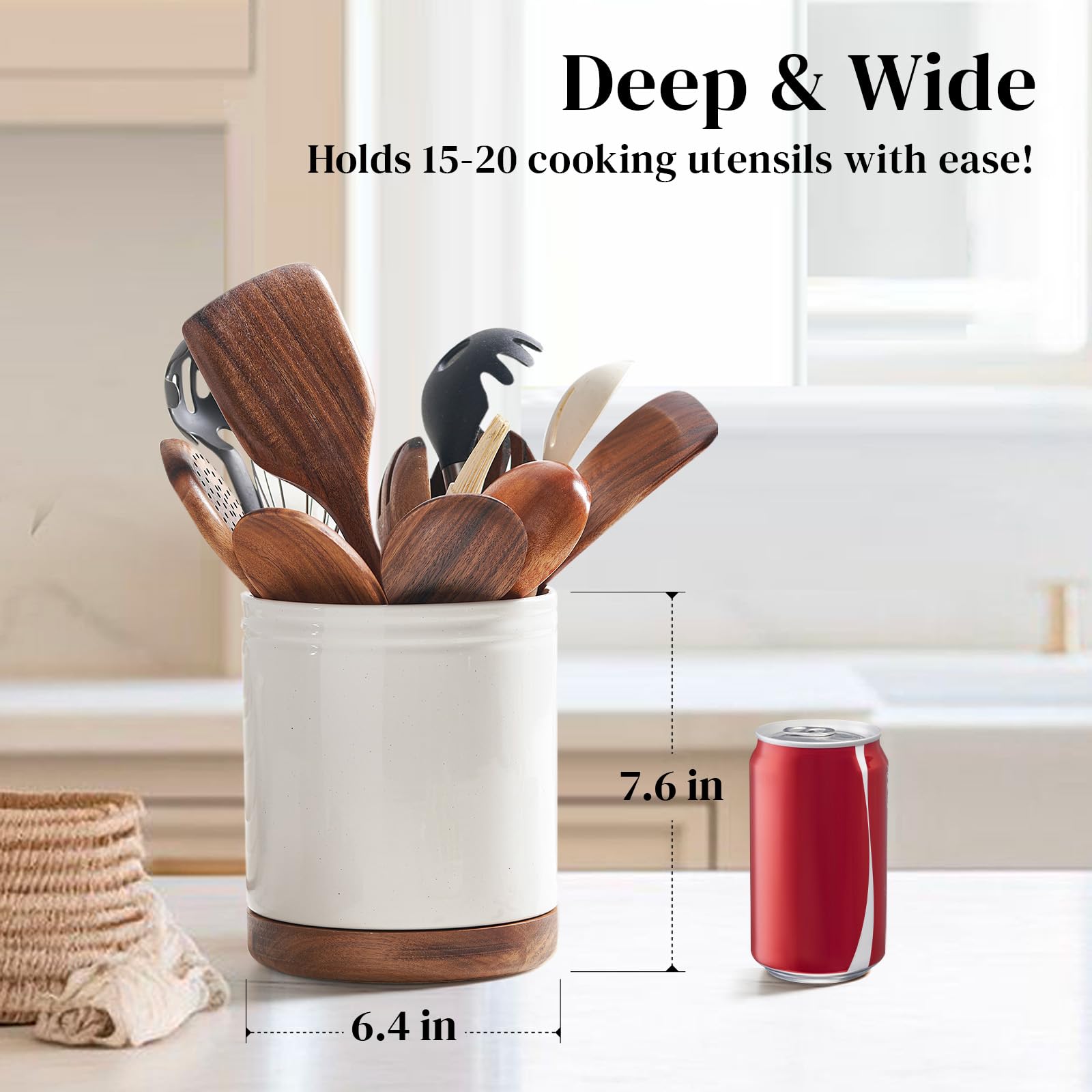 DOWAN Utensil Holder, 360° Rotating Large Cooking Utensil Crock - Image 2