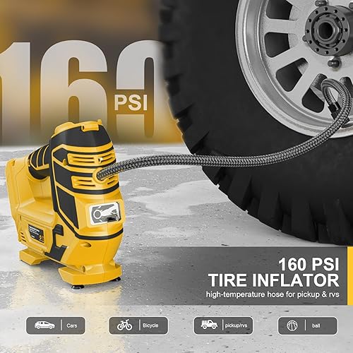 Miniatura 4 de Mellif Inflador de neumáticos portátil de 20 V, compresor de aire de doble modo (solo herramienta), soporta herramientas de inflado y neumáticas,