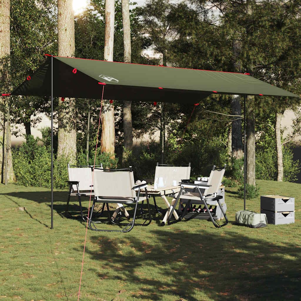 Telone da campeggio verde oliva 506 x 306 cm impermeabile, telo per tenda protezione solare per esterni, campeggio, escursionismo, amaca