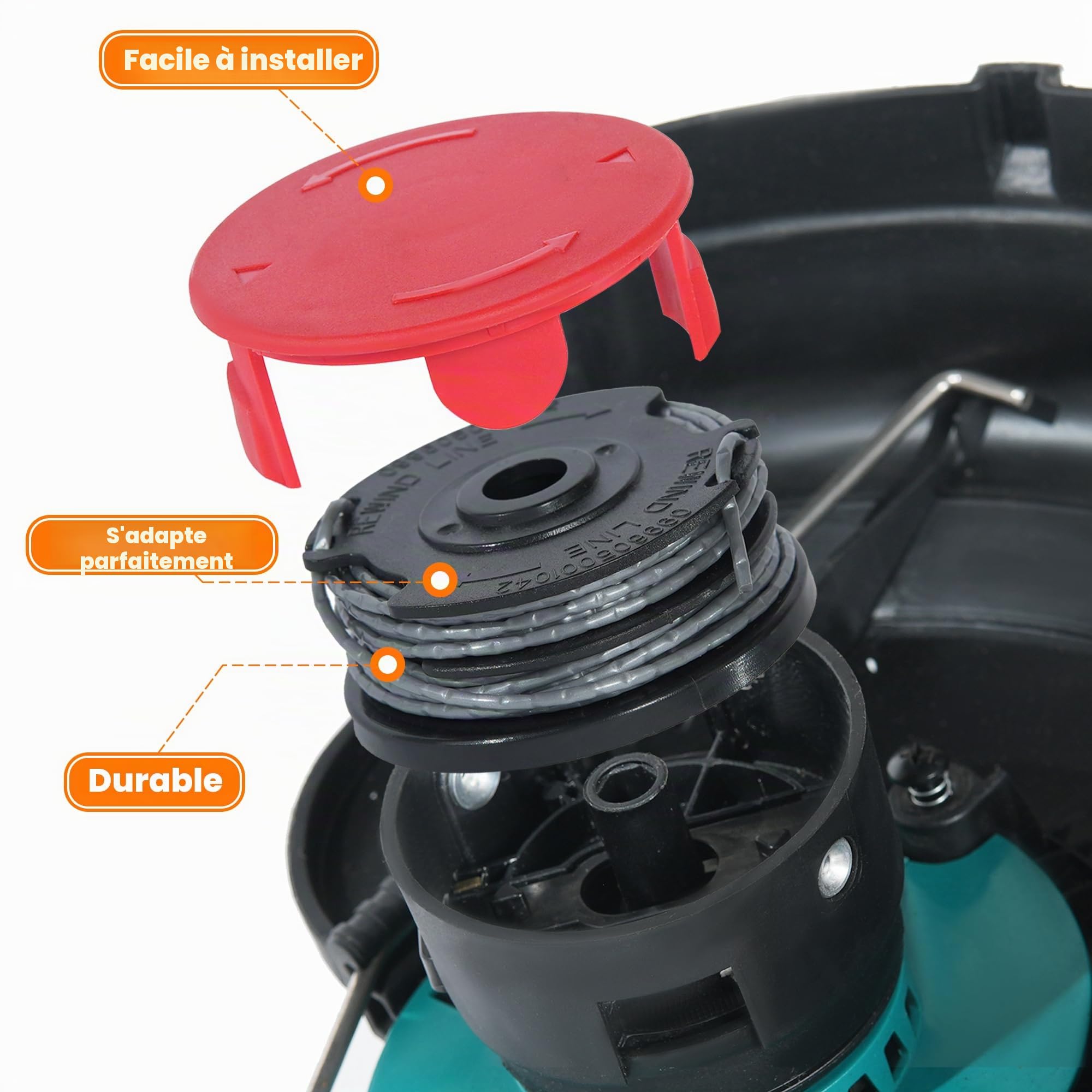 Bobine Fil Coupe Bordure pour Bosch AdvancedGrassCut36, ART 24 27 30 Rotofil, 8 Bobines et 2 Couvercles, Fil Débroussailleuse