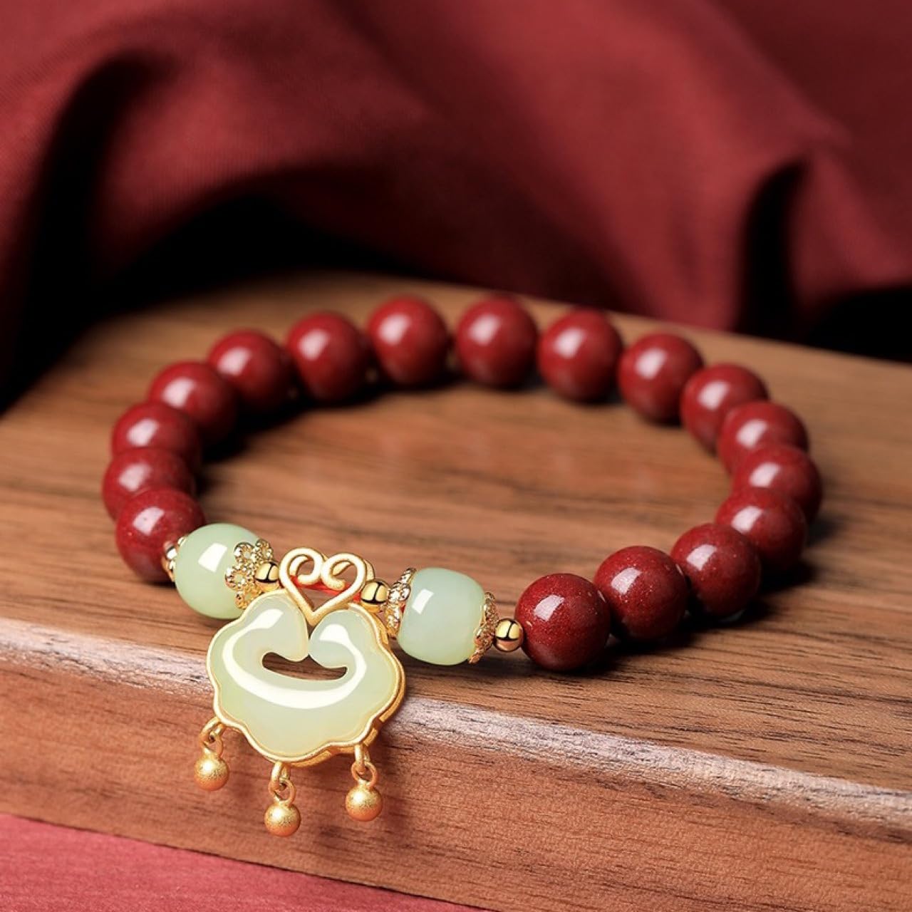 Bracciale Elastico Bracciale In Cinabro Da 8mm Rosso Scuro