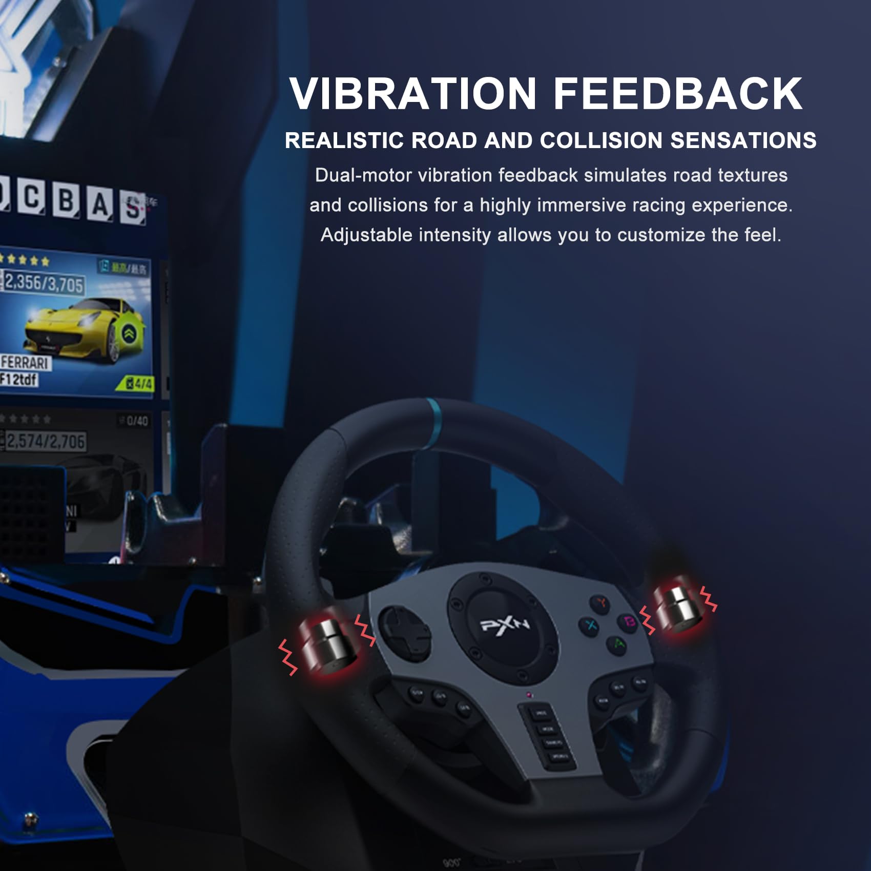 PXN V9 Volant de Jeux avec Pédales et Levier de Vitesses, 270/900° Volant de Course, Retour de Vibratoire pour PS4, Xbox One, Xbox Series X&S, PC, PS3, Switch