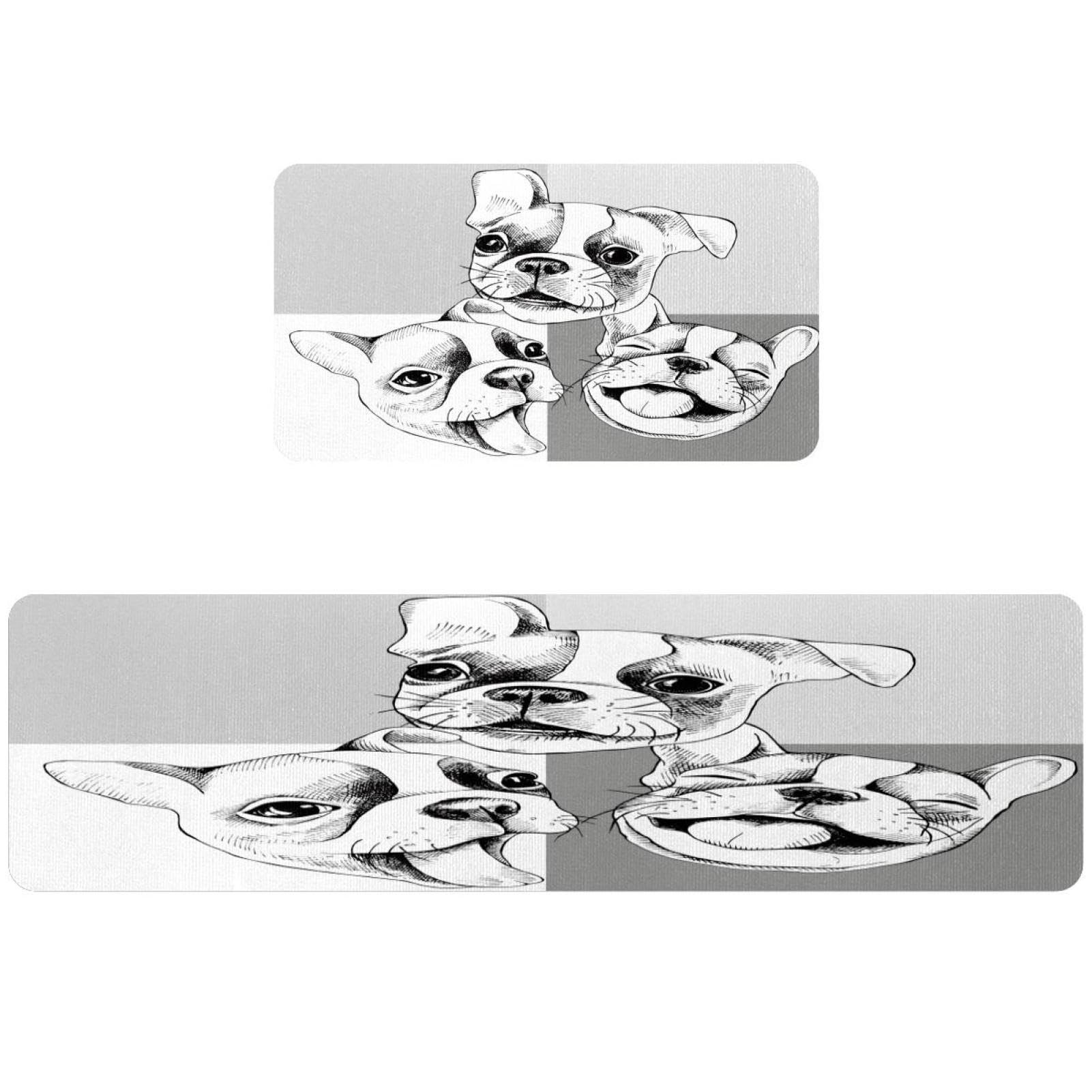 Tapis de cuisine lavables en machine lot de 2 antidérapants tête de chien