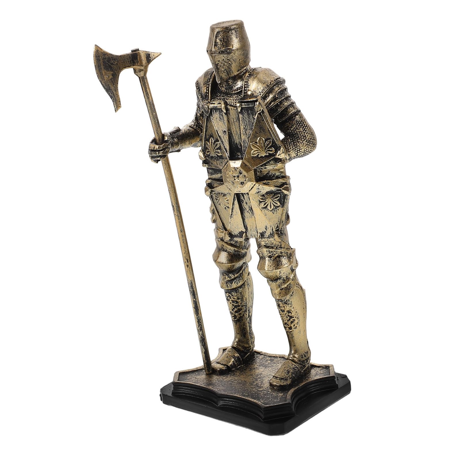Operitacx 4 Piezas Estatua de Caballero Medieval de Resina Dorada, Figura