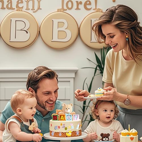 Miniatura 4 de Molde de silicona para fondant, 4 piezas de oso de peluche con letras de bebé para baby shower, decoración de cupcakes
