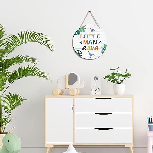 Miniatura 4 de Letrero de madera con cita de dinosaurio con frase de Little Man, placa de madera para guardería, decoración de pared para niños, dormitorio, sala