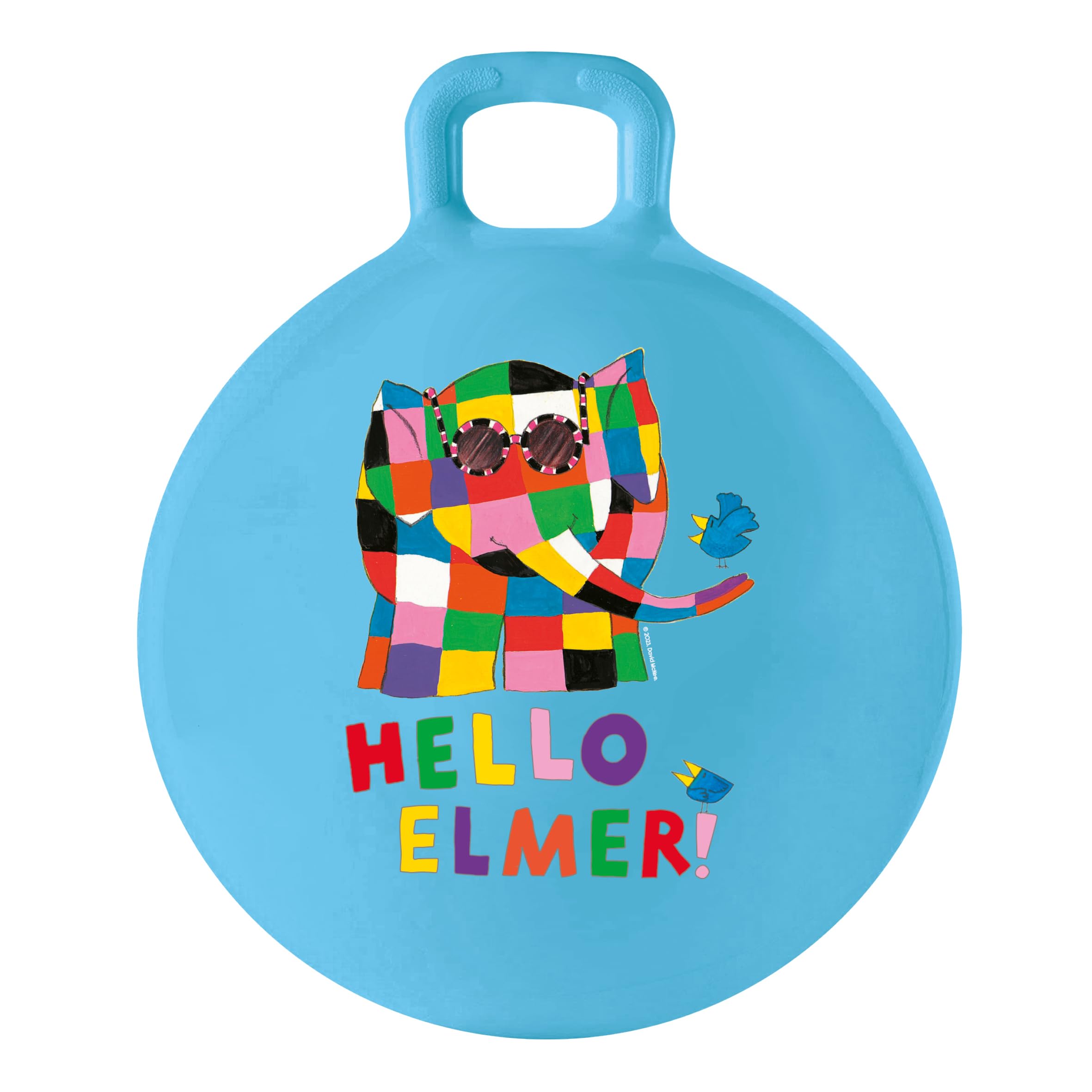 Elmer Space Hopper – Retro Bouncing Toy for Children, Durable Outdoor Inflatable Ball with Handle – Official Elmer the Elephant Design