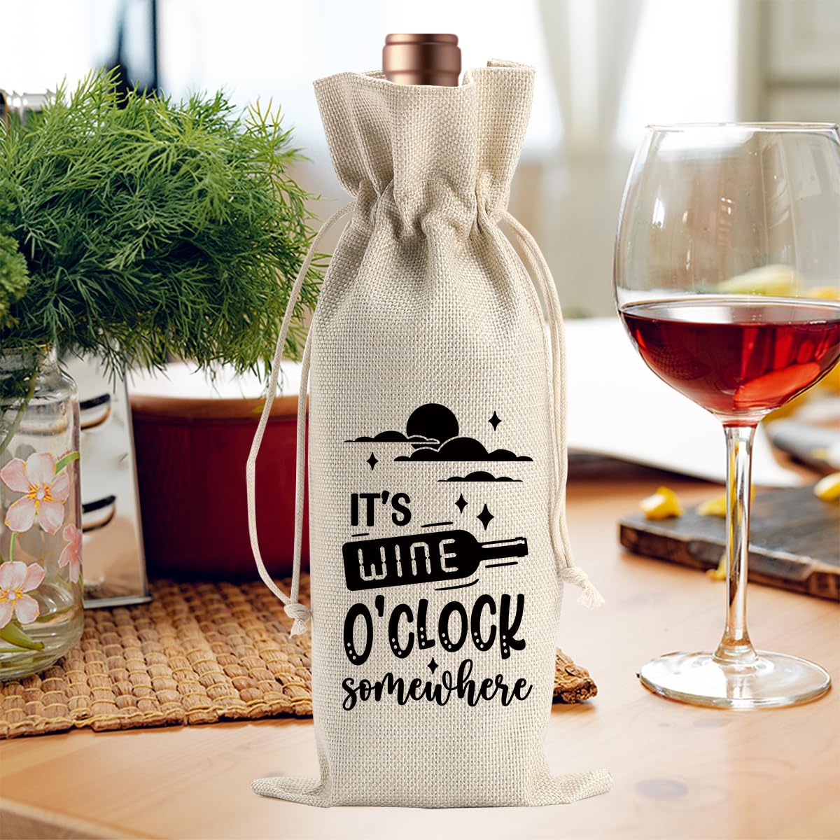 Funny Wine Gifts for Women Lover Friends, It's Wine O'clock Somewhere Gifts Bag