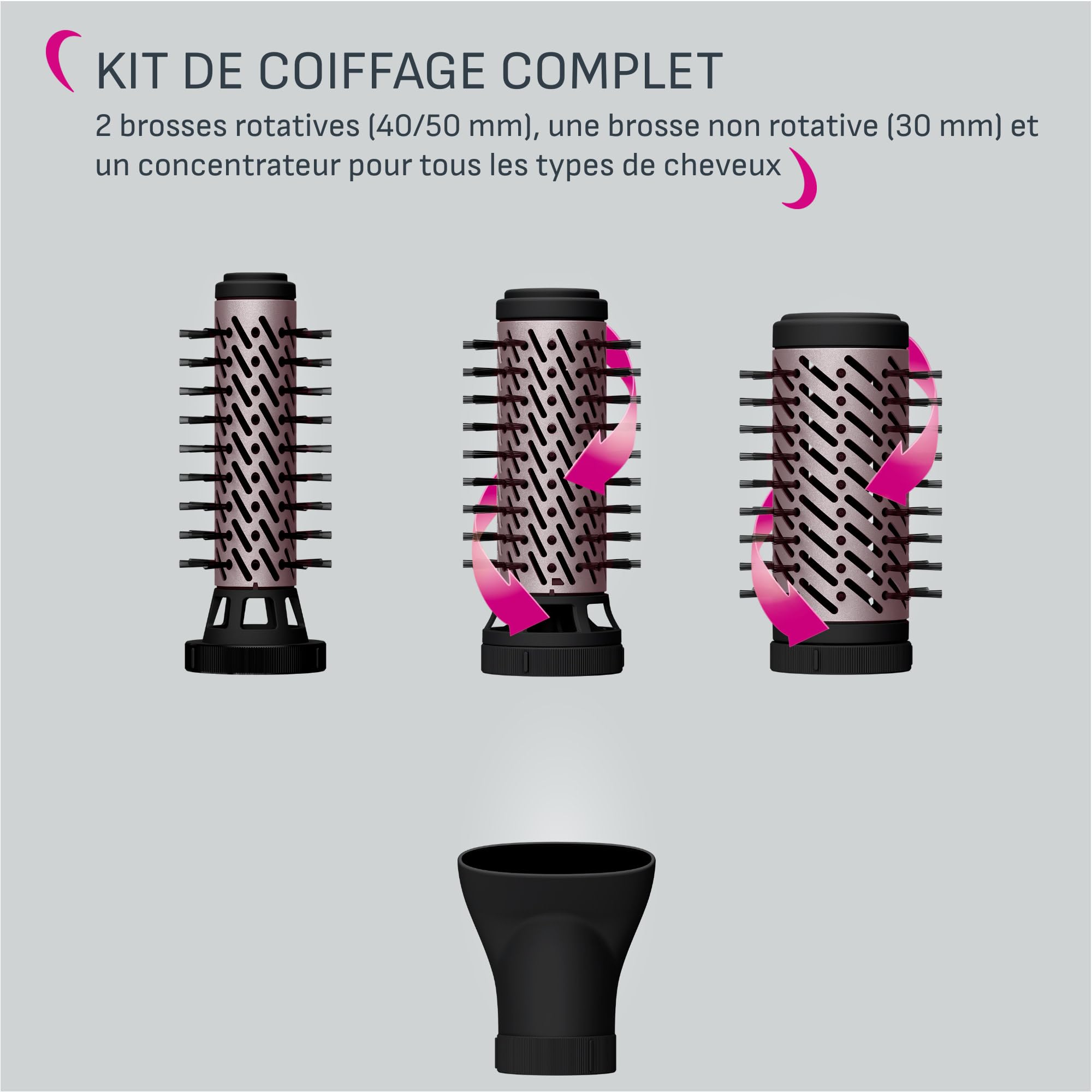 Calor Brush Activ, Brosse soufflante rotative, Brushing 1 000 W, Ergonomique, 2 brosses rotatives en céramique, UB9535C0