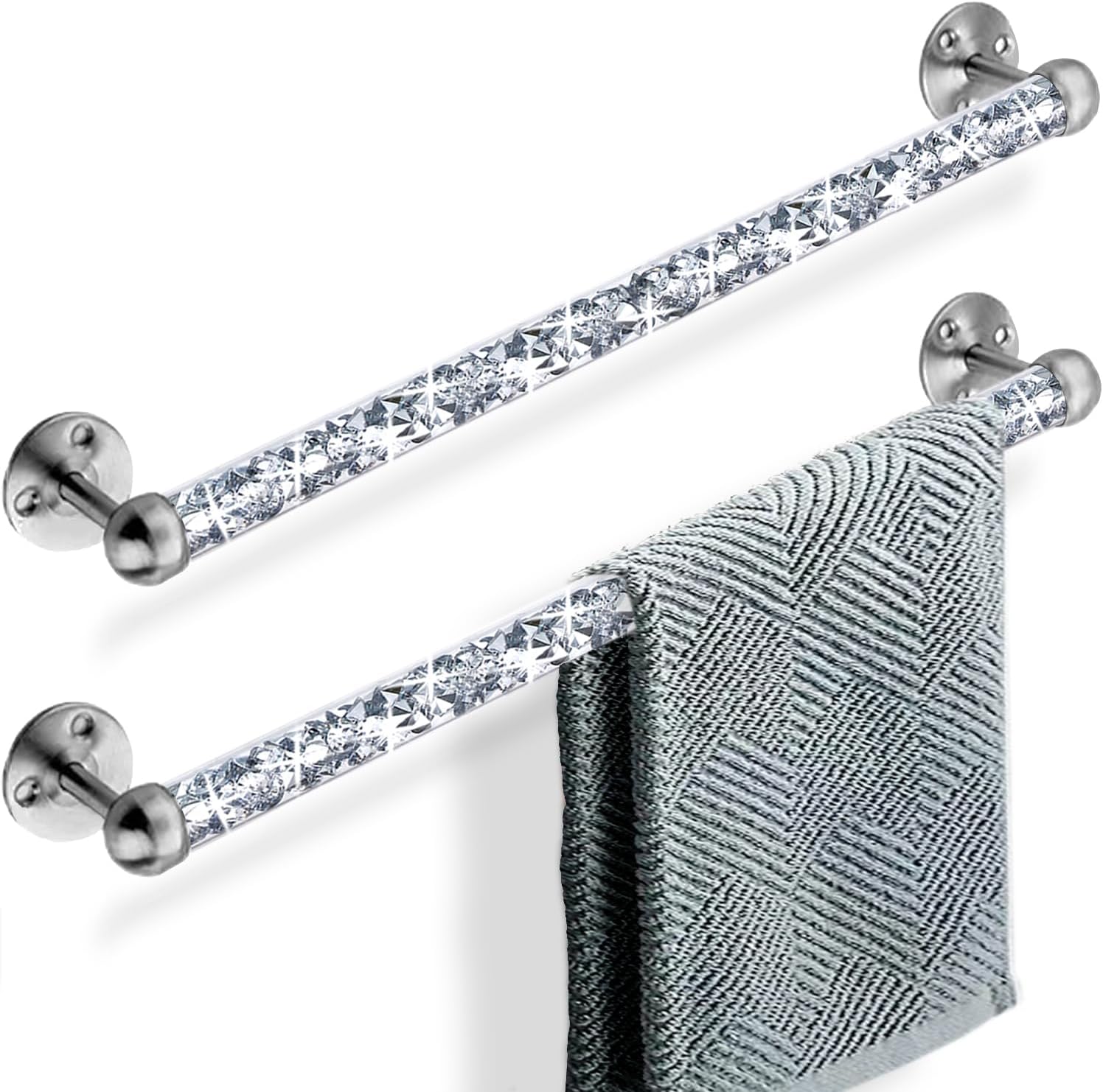 Amazon.com: BATHSIR Crystal Towel Bar 24 Inch, Chrome Bathroom Towel ...