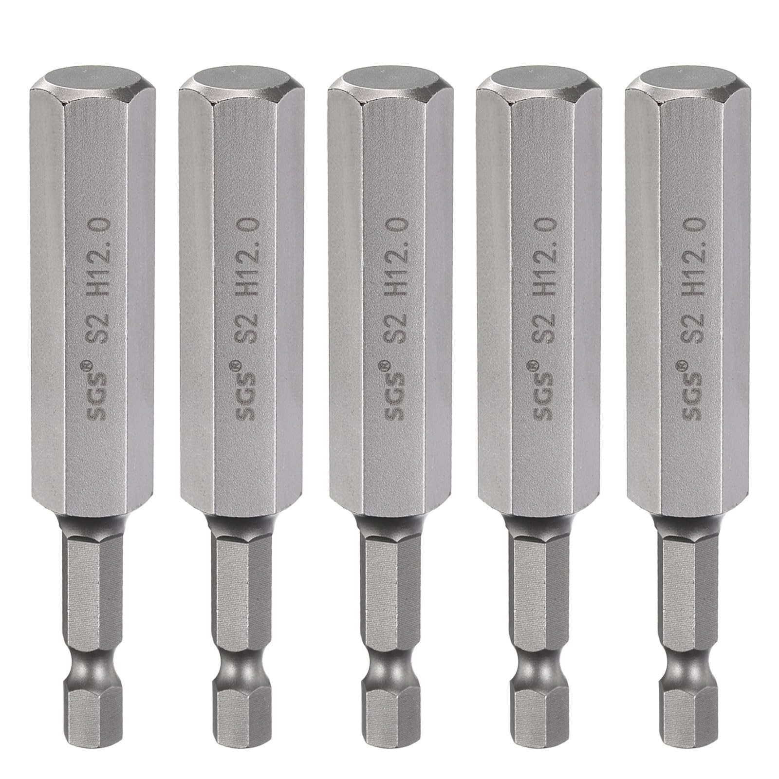 sourcing map 5pcs H12.0 Hex Head Drill Bit Wrench 12mm Metric Flat Tip 1/4" Hex Shank 100mm (4") Long Magnetic Hexagonal Screw Driver Socket Industrial Screwdriver Power Bits โ image 1