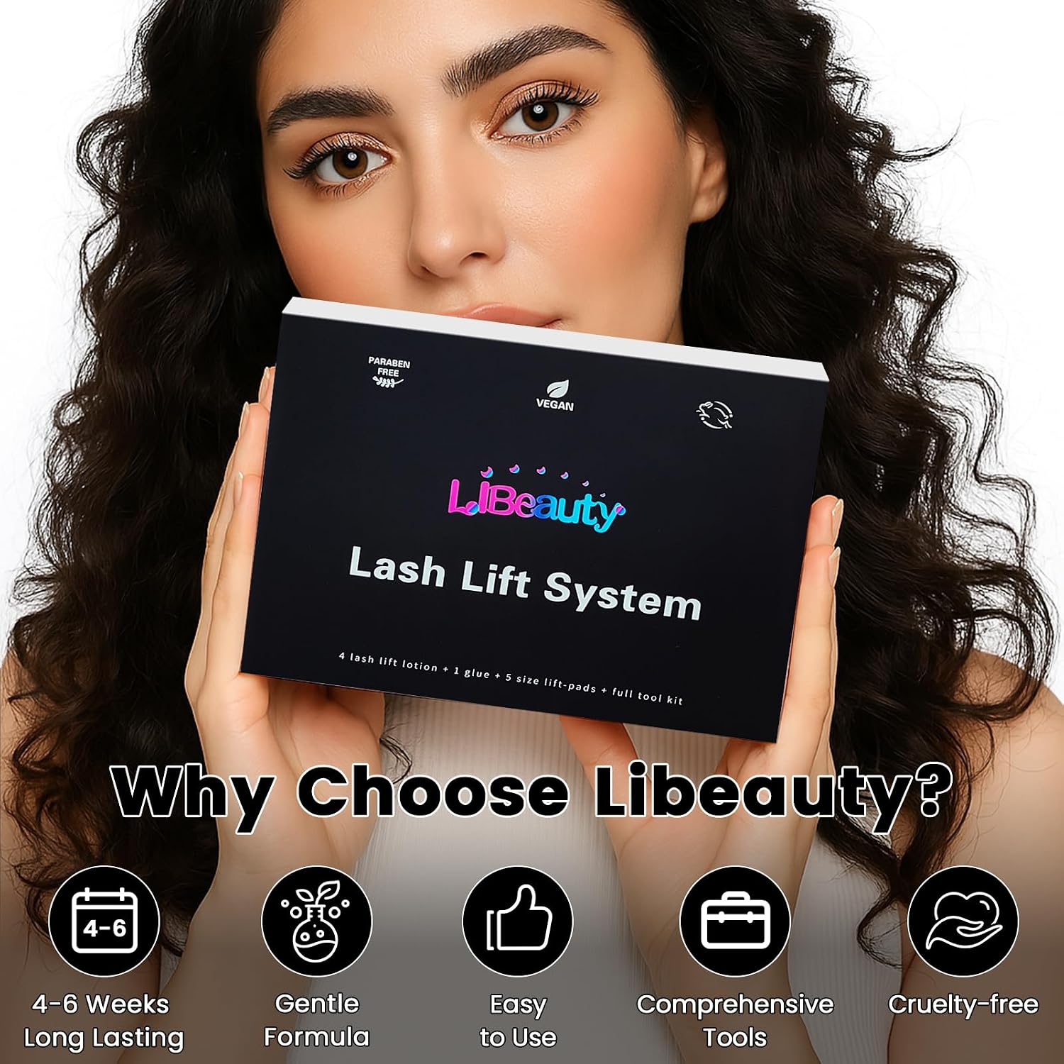 Libeauty Lash Lift Kit with Lash Glue Balm, 2-in-1 Eyelash Perm Kit, 4-6 Weeks Eyelash Lift & Eyebrow Lamination, Complete Tools for Beginners & Professionals