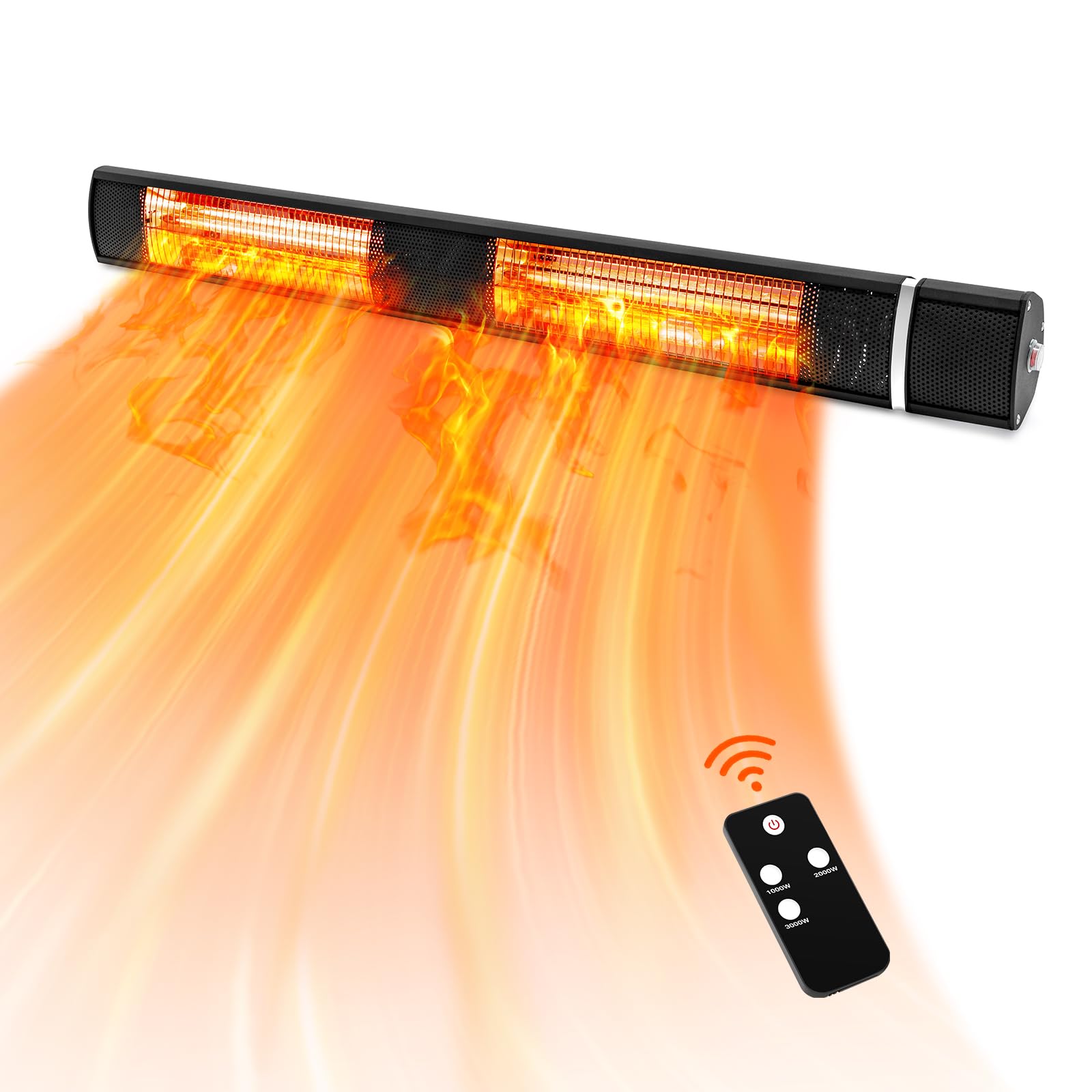 Nichro 3000W Outdoor Patio Heater, Wall-Mounted Infrared Electric Heater with Remote Control, 3 Heat Levels, IP65 Waterproof, Super Quiet Electric Patio Heater for Outdoor & Indoor Use, 240V