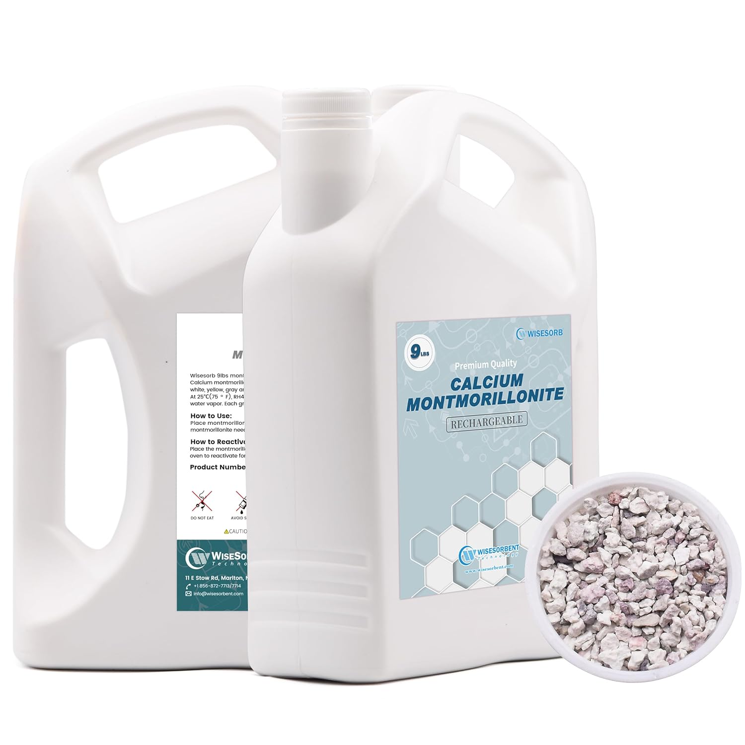 Wisesorb 9 LBS Desiccant Calcium Montmorillonite, Rechargeable Dehumidifiers Desiccant Moisture Absorber Dessicant