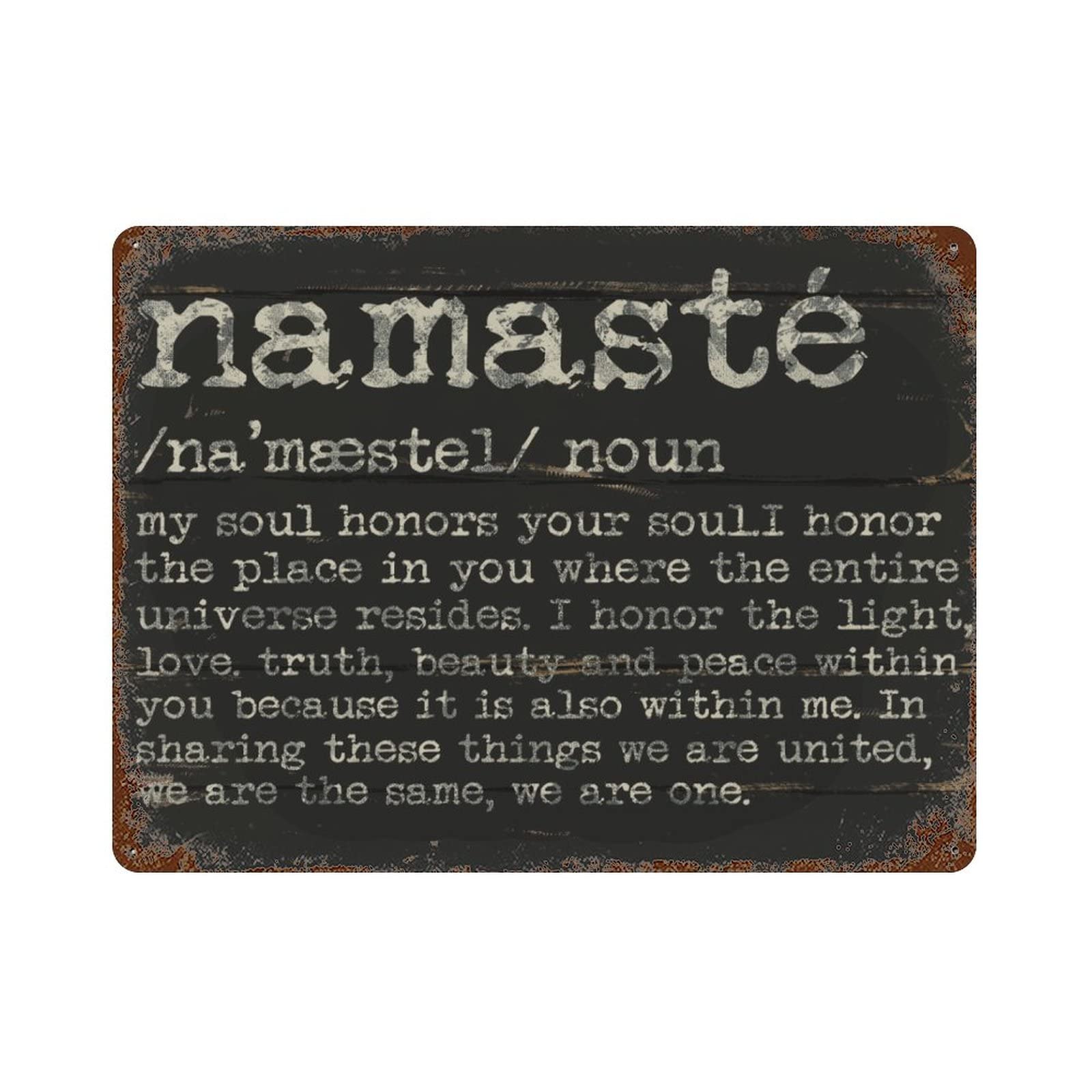 ENEDNATE Namaste Definition Dictionary Word Meaning Motivational Quote Metal Signs Funny Vintage Aluminum Metal Tin Sign for Living Room Bedroom Bathroom Kitchen Retro Wall Art Home Decor 12x16