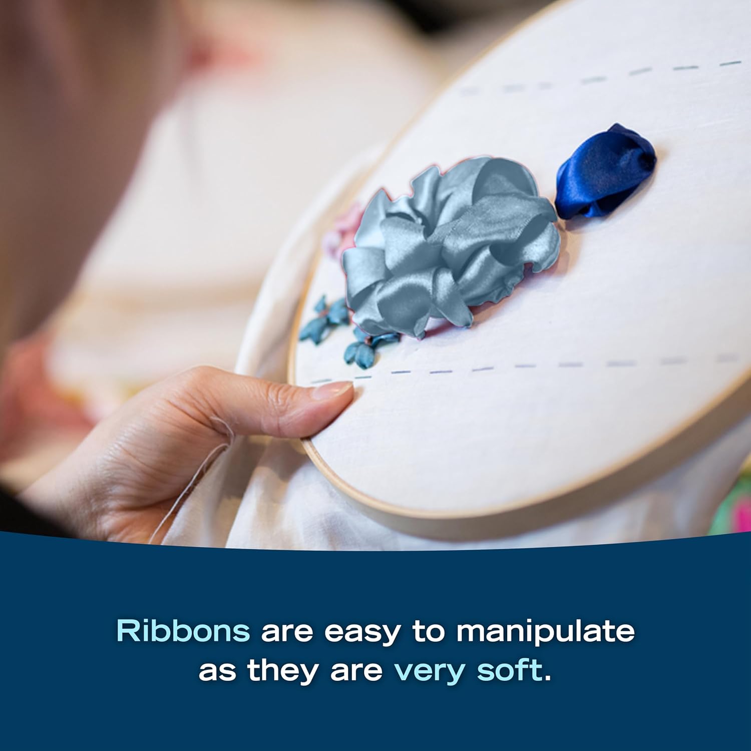 New 7mm Size ThreadNanny 6 Spools of 100% Pure Silk Ribbons - Blue Tones - 60 Meters x 7mm