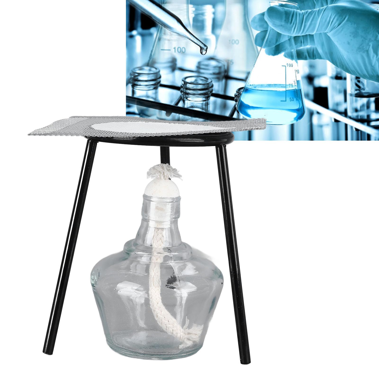 Heizset für Chemische Experimente, Brenner, Lampe, Stativ, Sieb, Netz, Becher, Zange, Rührstab für Labor, Schule, Chemie, Bildungsbedarf