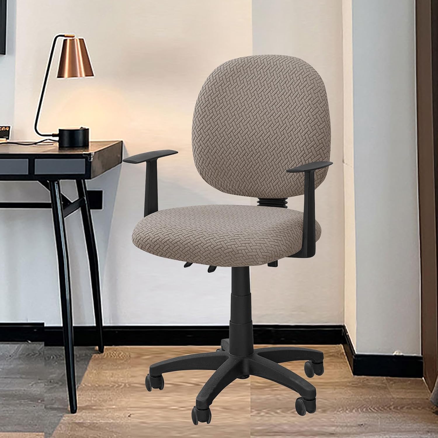 Removable Navy Blue Office Chair Slipcover, Stretchable Medium Size, Split Rotating Design for Ultimate Comfort and Protection, Easy to Clean and Install (Khaki M)