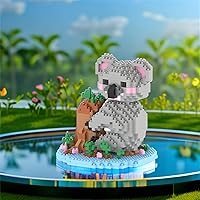 Vista 5 de Larcele Animal Series - Juego de micro bloques de construcción de animales, mini ladrillos de juguete de construcción 3D, 1000 piezas KLJM-07 (Koala)