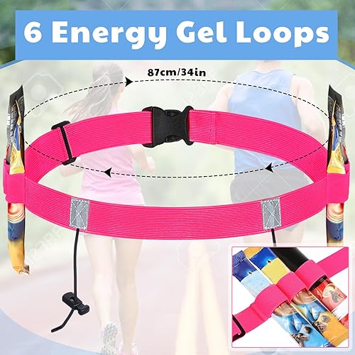 Vista 24 de JOVITEC Cinturón de número de carrera de 2 piezas con 6 bucles de gel para correr, ciclismo, triatlón, maratón