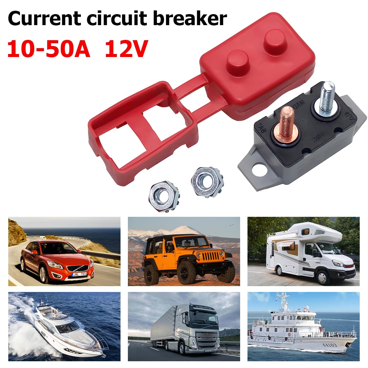 Osilly 2 Pack 10 Amp Auto-Reset Circuit Breakers for 12V-48V DC — Amazon image 3