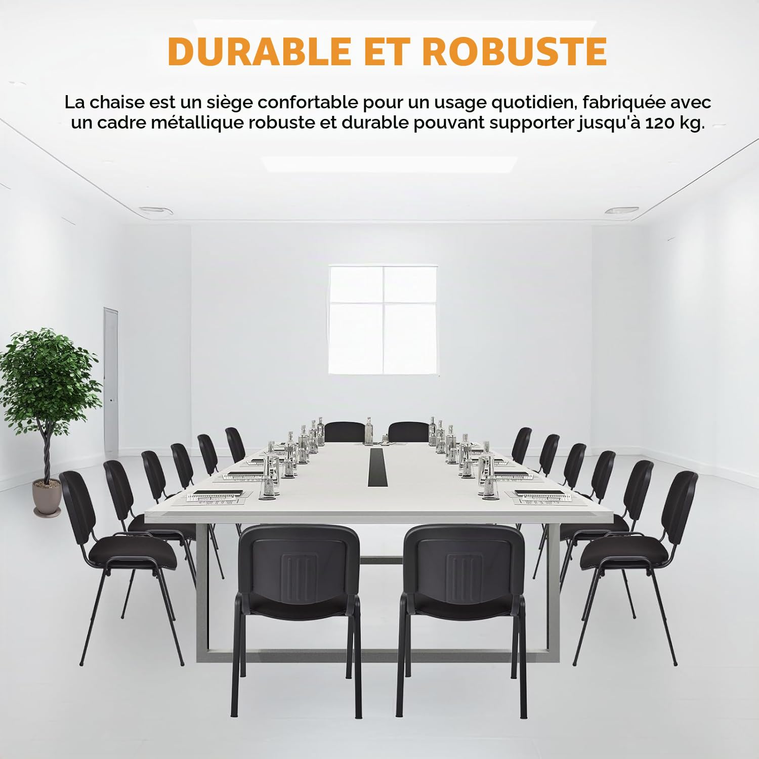 Topsit Lot de 8 Chaises Visiteur ISO Chaises de conférence empilables et Confortables avec Assise et Dossier rembourrés