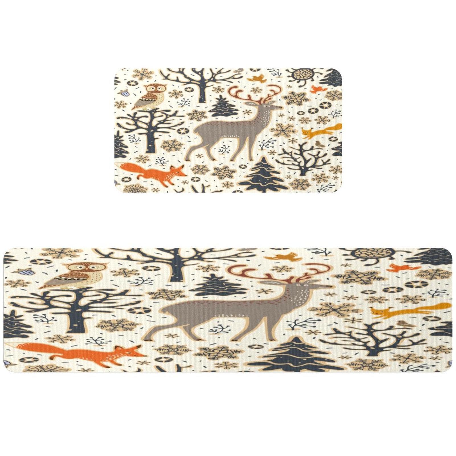 Alfombrillas de cocina dibujadas a mano VAPOKF con motivos de animales y base segura