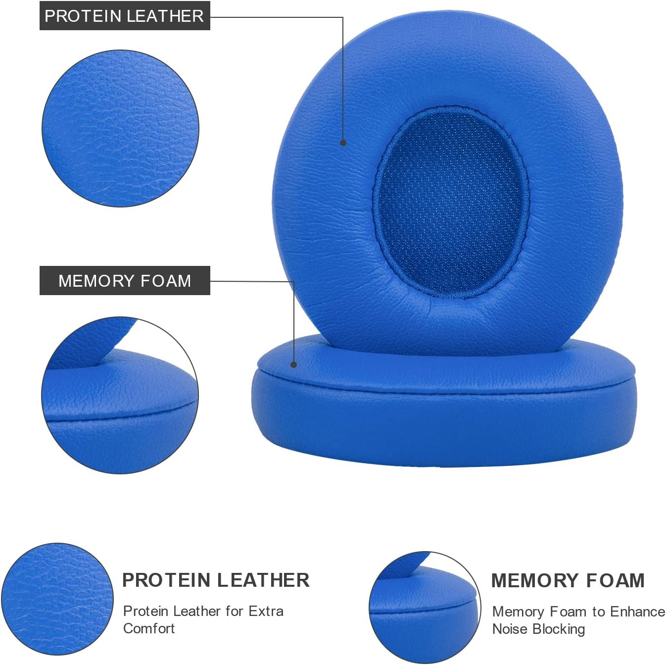 Link Dream Replacement Ear Pads for Beats Solo 2 Solo 3 - Replacement Ear Cushions Memory Foam Earpads Cushion Cover for Solo 2 & Solo 3 Wireless Headphone (Blue)