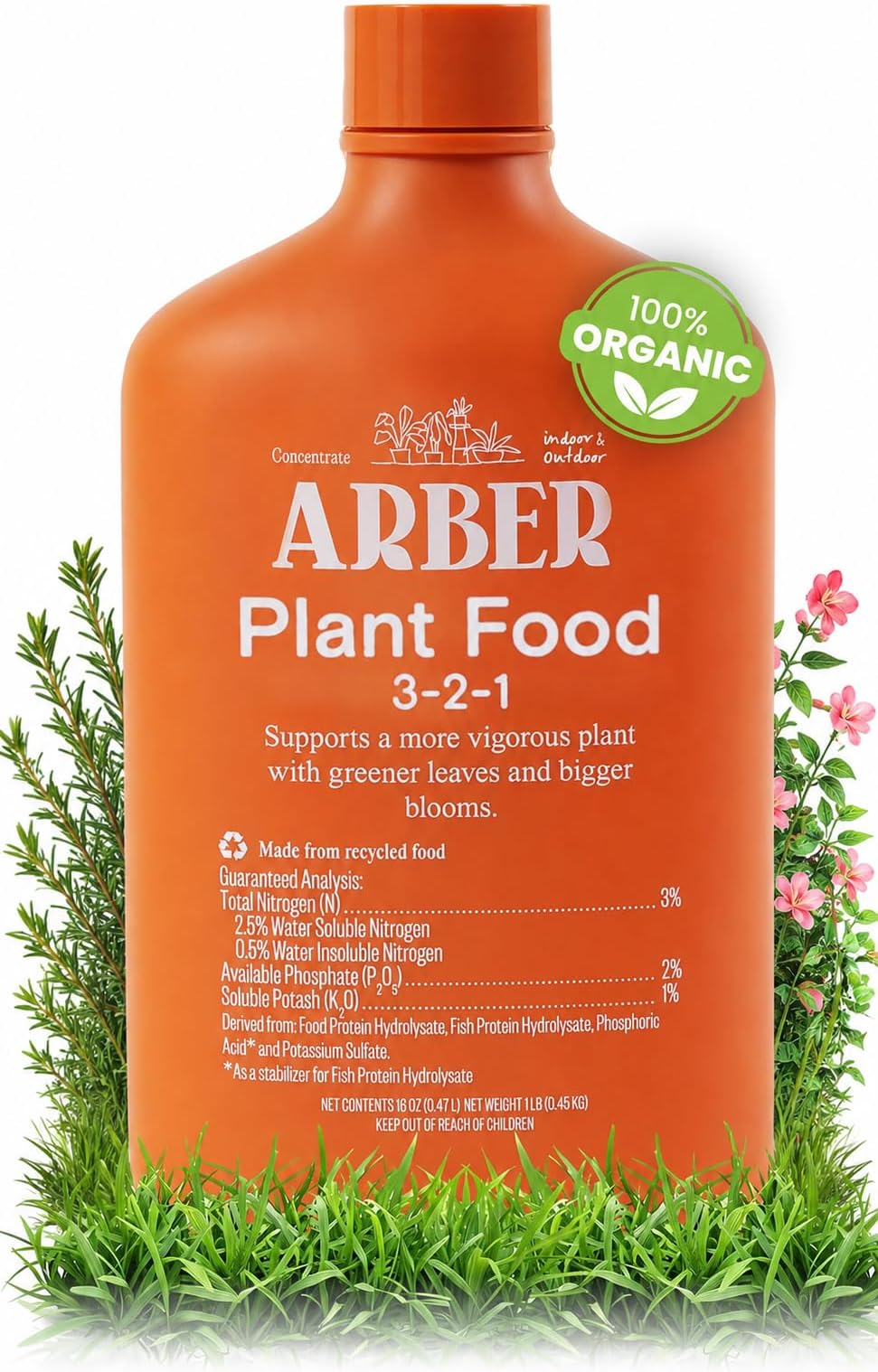 Organic Plant Food Liquid Fertilizer - Houseplants & Garden Concentrate | Nutrient Formula, Indoor and Outdoor Use, Houseplants and Gardens, Root Development, Foliage Growth, Bloom, Immunity Support