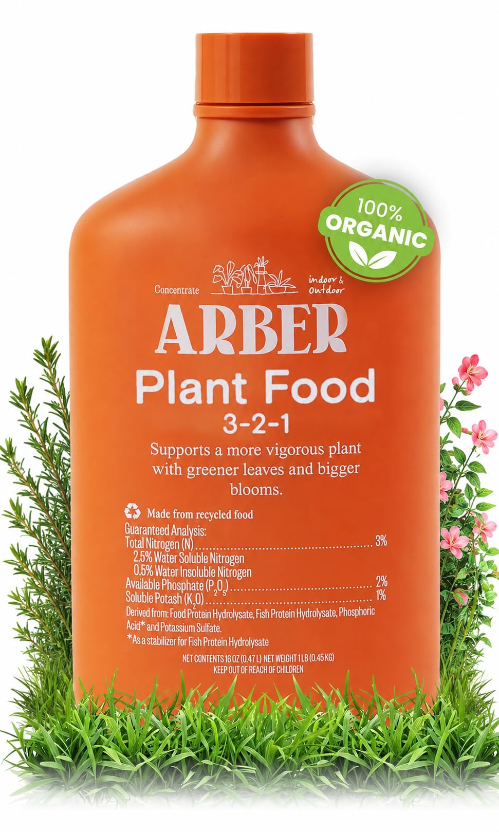 Organic Plant Food Liquid Fertilizer - Houseplants & Garden Concentrate