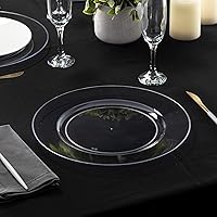 Vista 3 de Platos base de 13 pulgadas de plástico transparente de uso pesado desechables para cena, vajilla para servir, platos, bandejas, vajilla, paquete