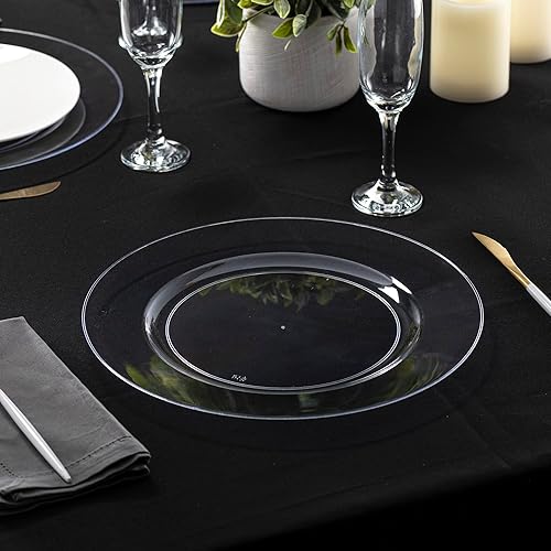 Miniatura 3 de Platos base de 13 pulgadas de plástico transparente de uso pesado desechables para cena, vajilla para servir, platos, bandejas, vajilla, paquete de