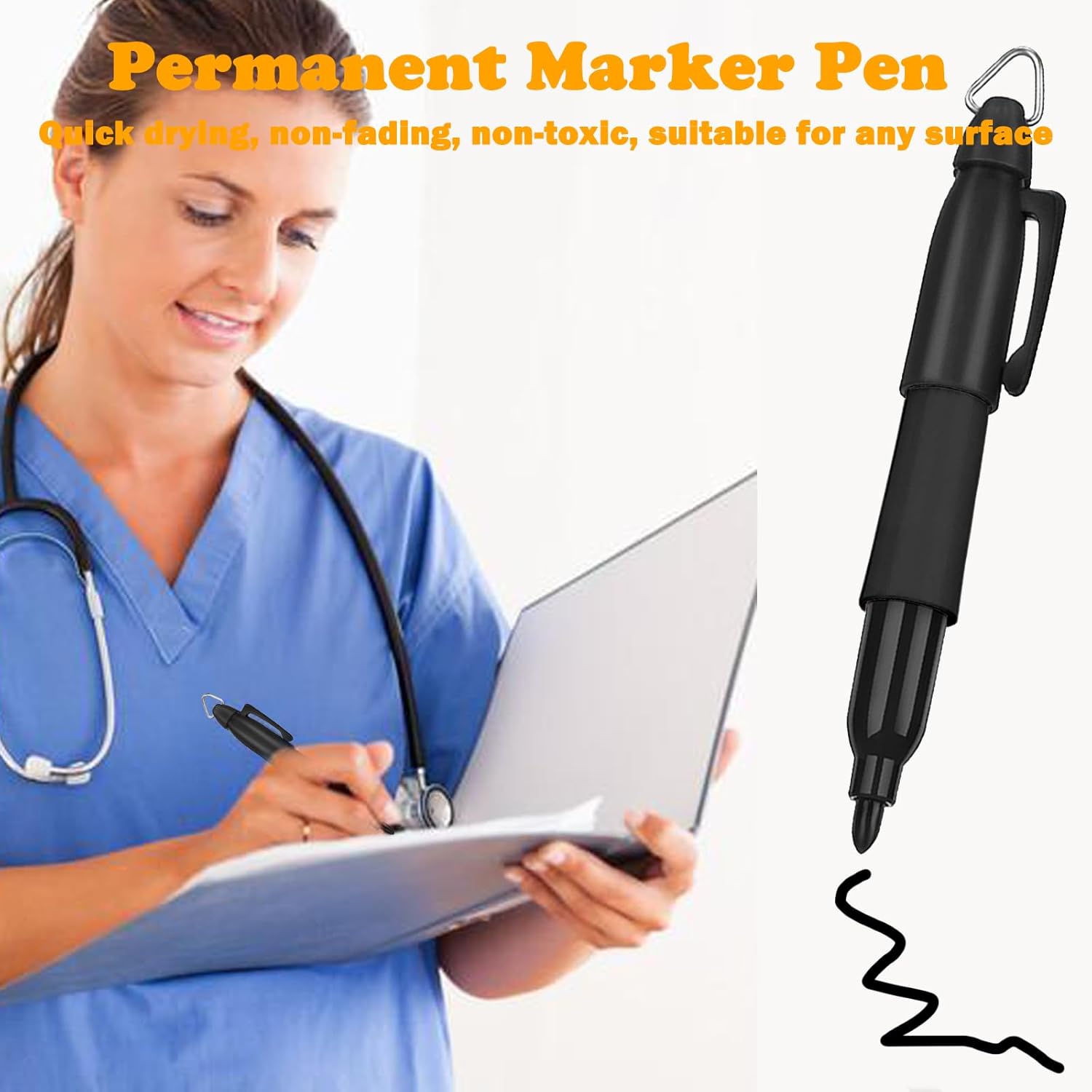 Badge Lights for Nurses Set, Mini Led Keychain Flashlights & Permanent Marker Pens, Nurse Light Set 12 Lumen Battery Operated, Badge Reel Pen Light for Nurses Doctor (12PCS)