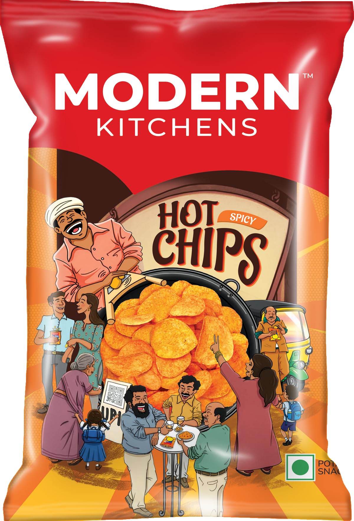 Modern Kitchens Hot Chips Spicy - 100g | Crunchy Potato Chips with Chilli, Coriander & Cumin | Spicy Snack for Parties & Cravings-image-9