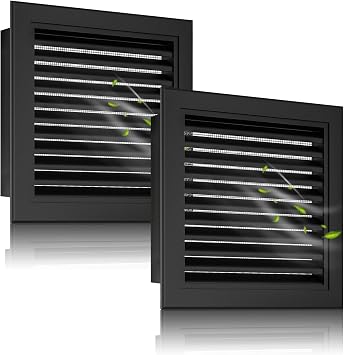 2-Pack 10"x10" Aluminum Gable Vents with Screen, Black