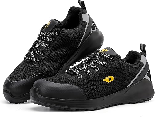 DRKA Steel Toe Shoes for Men, Breathable Lightweight Work Sneakers Safety Shoes for Men with Anti-Static