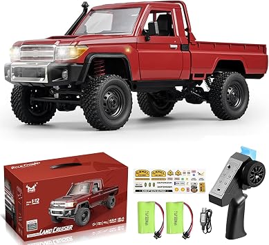 RC Crawler, 112 Scale MN82 RC Crawler, 4WD LC79 Land Cruiser Rock Crawlers with Lights, Speed Adjustment, Servo, Tires 2.4Ghz RTR RC Rock Truck for Teens AdultsRed