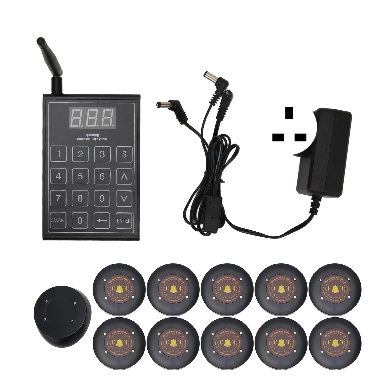 Luqeeg 10 Pagers Restaurant Pager System, Wireless Guest Customer Service Calling System, Food Truck Pager System, Long Range Paging System, Order Beeper for Restaurant, Hospital, Hotel (UK Plug)