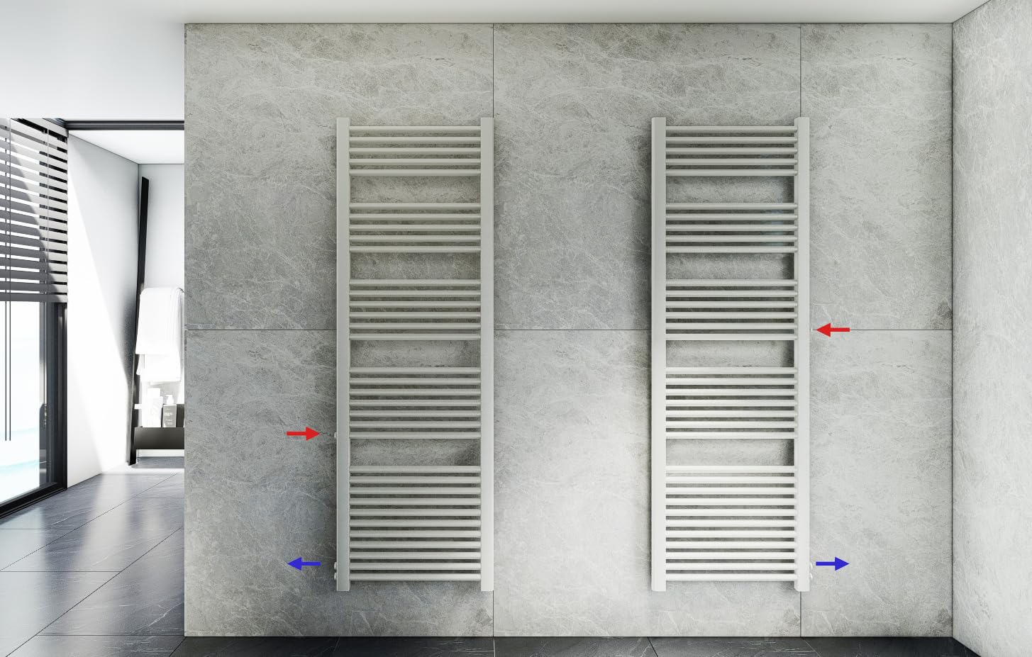 MC Heat Premium wymienny grzejnik renowacyjny, grzejnik łazienkowy, przyłącze boczne (500 mm x 1600 mm - przyłącze 900/940 mm)