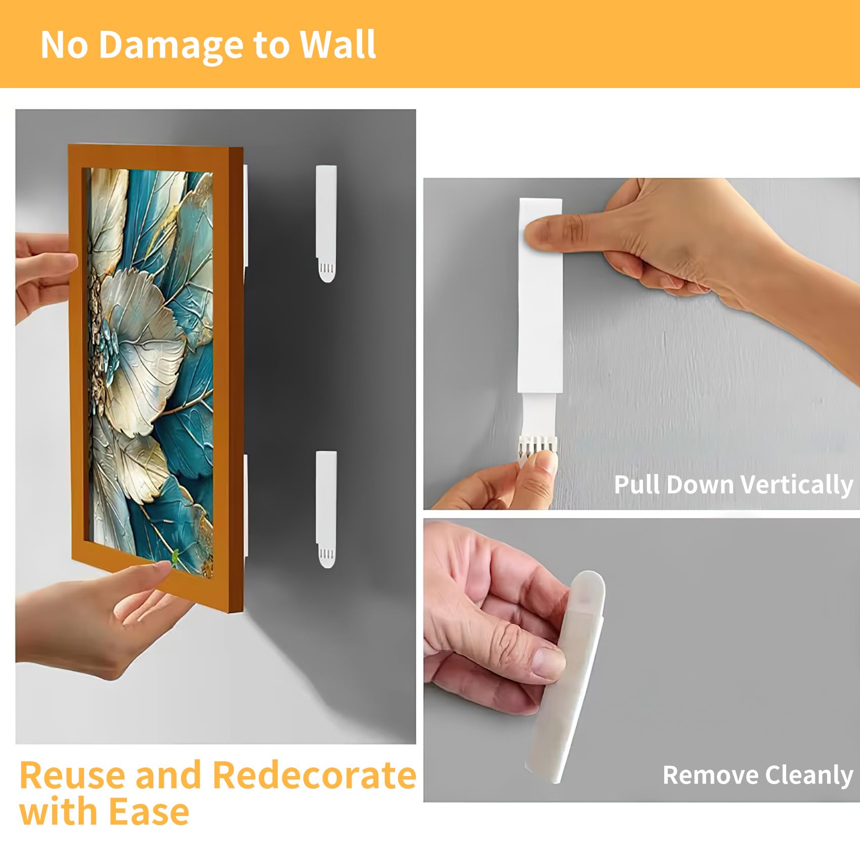 Bandes Adhésives pour Accrocher Tableaux Sans Percer 6 Paires Résistant à l'Eau 19x92mm 20x46mm 16x70mm