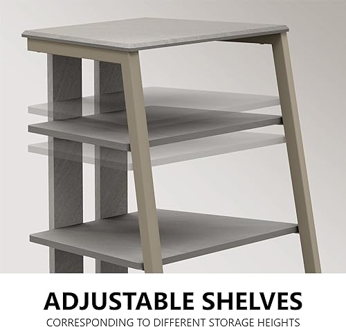 Miniatura 28 de FITUEYES Design - Estante esquinero de 4 niveles para reproductor de discos estéreo de madera, estante de audio con estantes de madera ajustables en