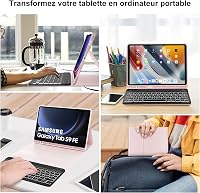 JADEMALL Samsung Galaxy Tab S9 FE 10.9"/S9 11" Rózsaszín Háttérvilágítású AZERTY Bluetooth Billentyűzetes Tok - Leválasztható, Mágneses, TPU 7