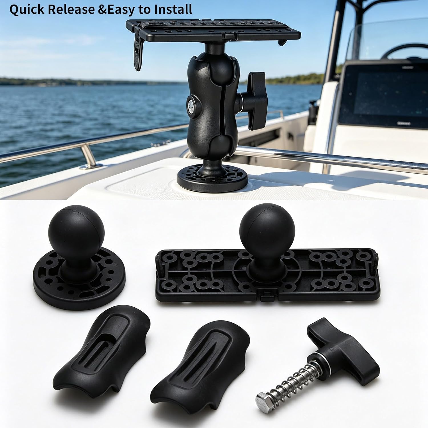 Boat Fish Finder Mount Bracket, Heavy Duty Nylon Adjustable Holder for Garmin Fish Finders US