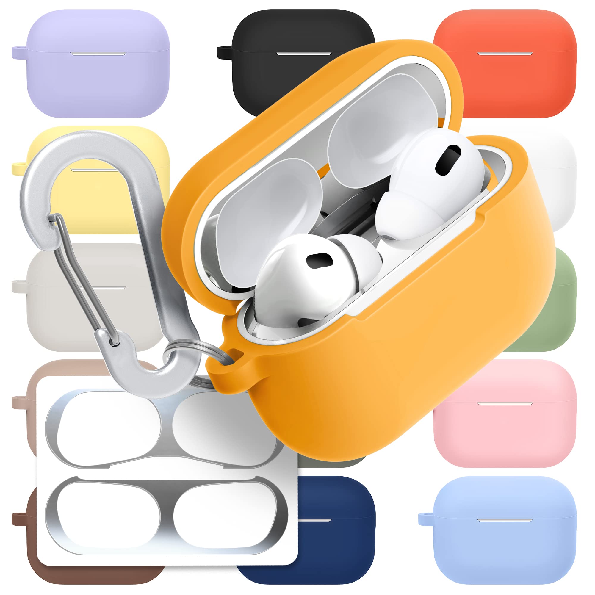 [3 in 1] AirPods Pro 3 Silicone Case + Anti-Lost Carabiner + Dust Guard Metal Film, Protective Cover with Keychain for Apple AirPods Pro3 (2025) — view 34